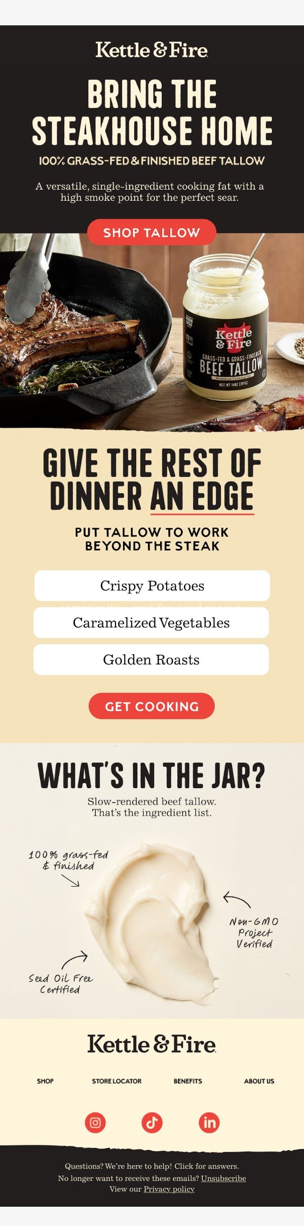 One ingredient, instant flavor email from Kettle & Fire screenshot