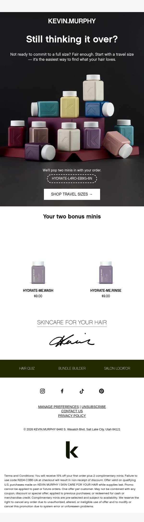 A little something for your hair email from Kevin Murphy screenshot