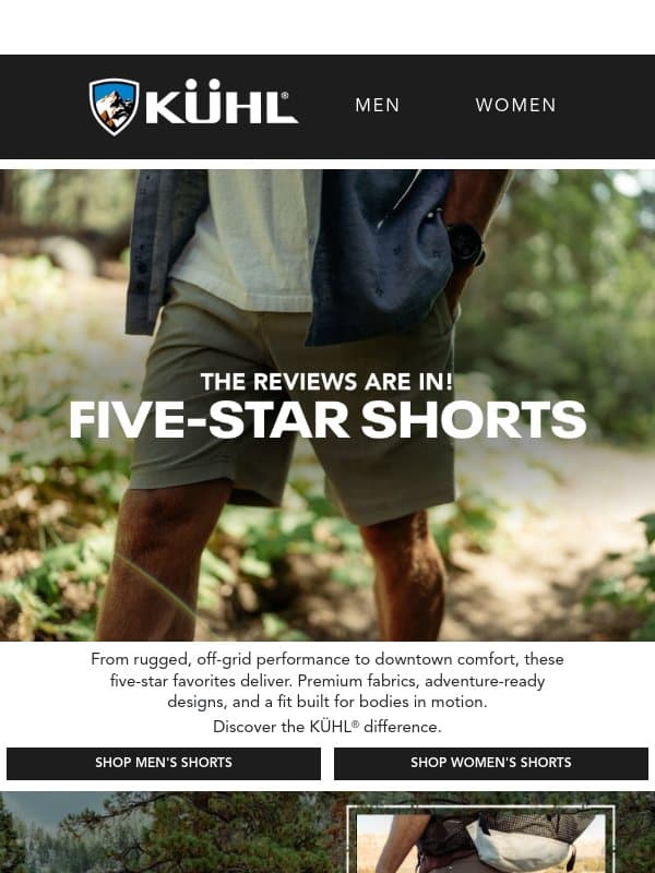 Five-Star Shorts email from Kühl