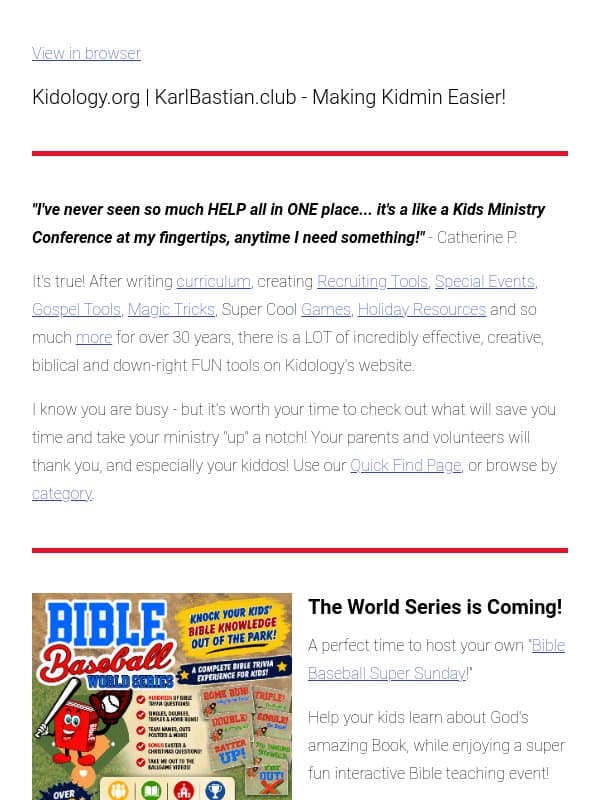 Kidmin Tools You Do NOT Want to Miss! (and coupons!) email from Kidology