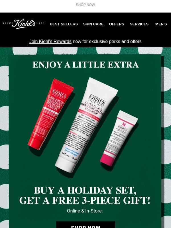 Holiday Sets + FREE 3-Piece Gift = ❤️ email from Kiehl's