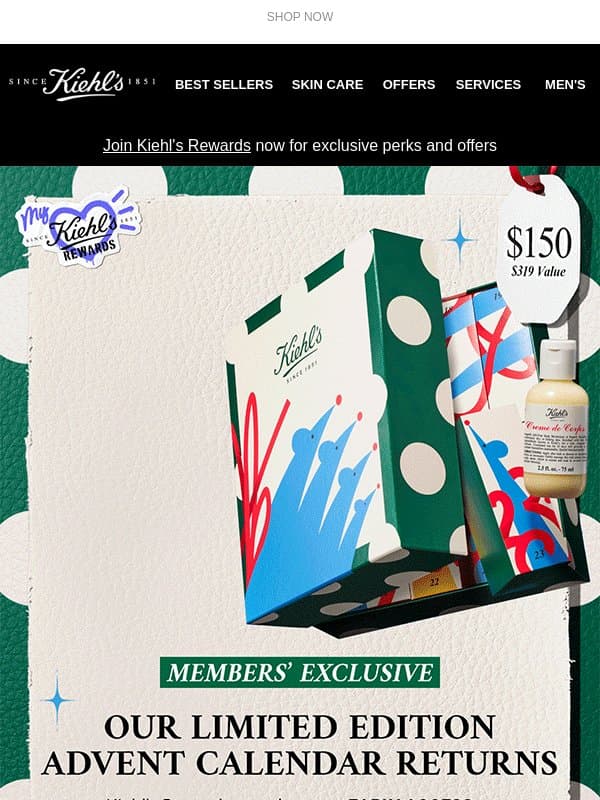 Unlock Early Access to the 2026 Advent Calendar! 🎁 email from Kiehl's