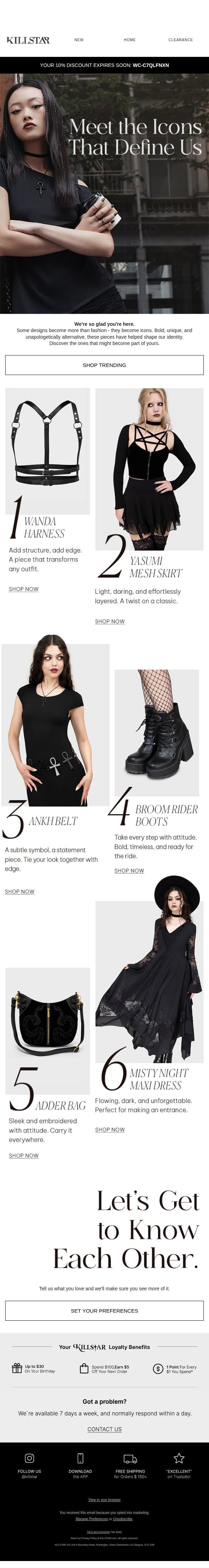 15% off your first KILLSTAR look ๐ email from Killstar screenshot