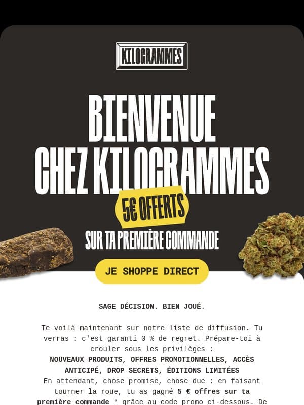 Bienvenue au Klub ! email from Kilogrammes