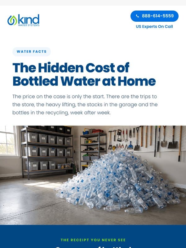 The hidden cost of bottled water at home email from Kind Water Systems