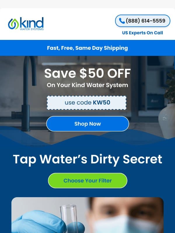 Worried about microplastics in your water? Save $50 on cleaner water email from Kind Water Systems