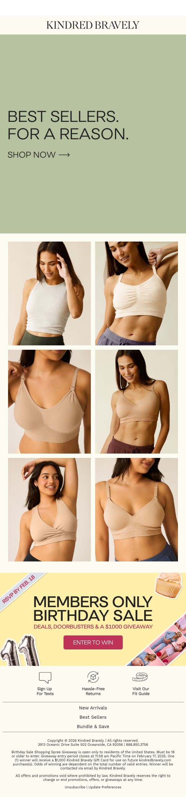 Inside: Our Most-Loved Bras email from Kindred Bravely screenshot