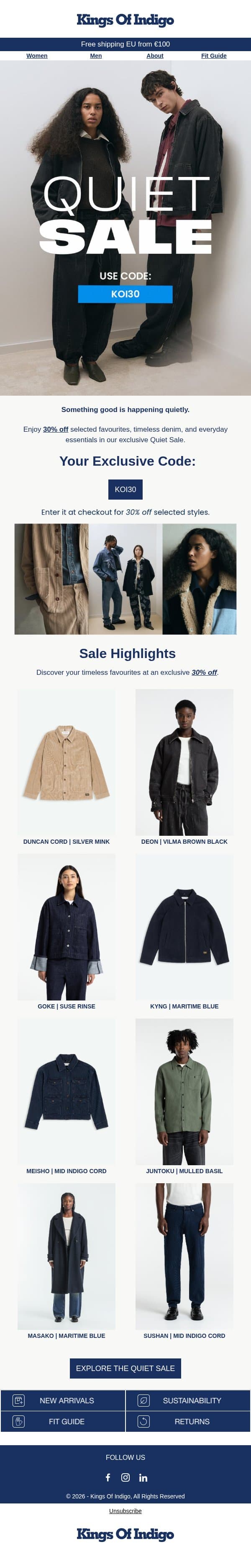 Before Blue Friday gets loud…🤫 email from Kings of Indigo screenshot