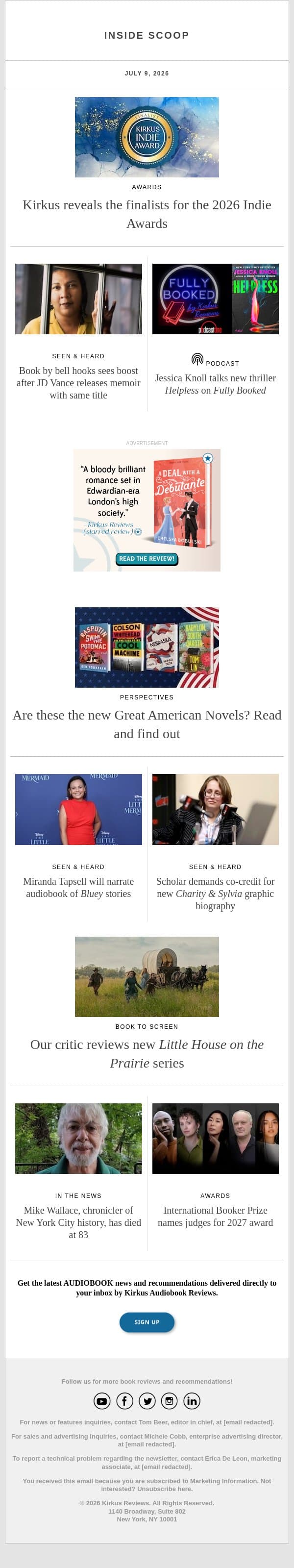 Kirkus reveals the finalists for the 2026 Indie Awards email from Kirkus Reviews screenshot