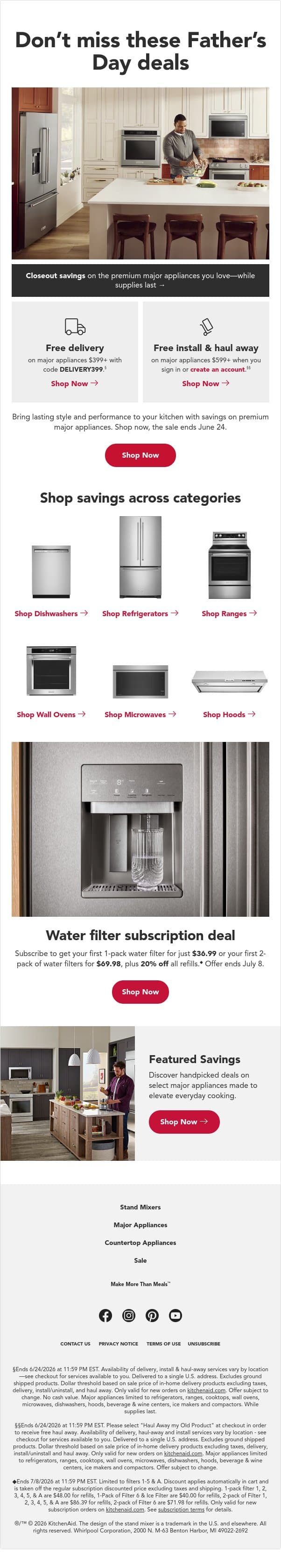Final call: Father’s Day savings end soon email from KitchenAid screenshot