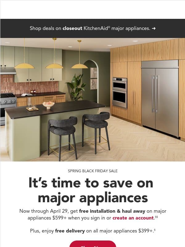 It’s time for Black Friday deals…in spring! email from KitchenAid
