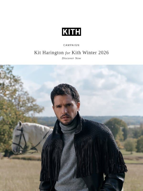 Kit Harington for Kith Winter 2026 email from Kith