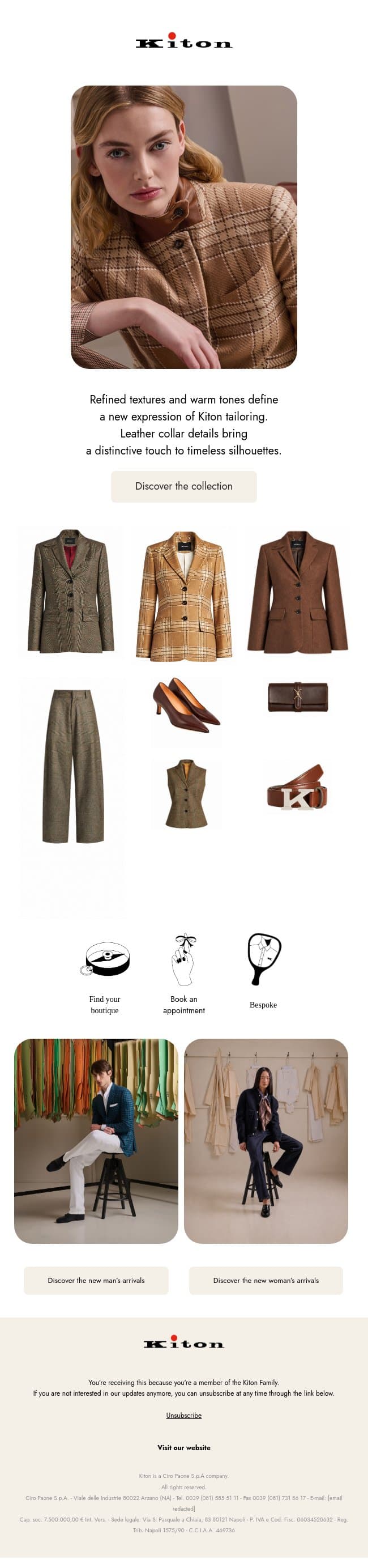 A Distinctive Detail email from Kiton screenshot