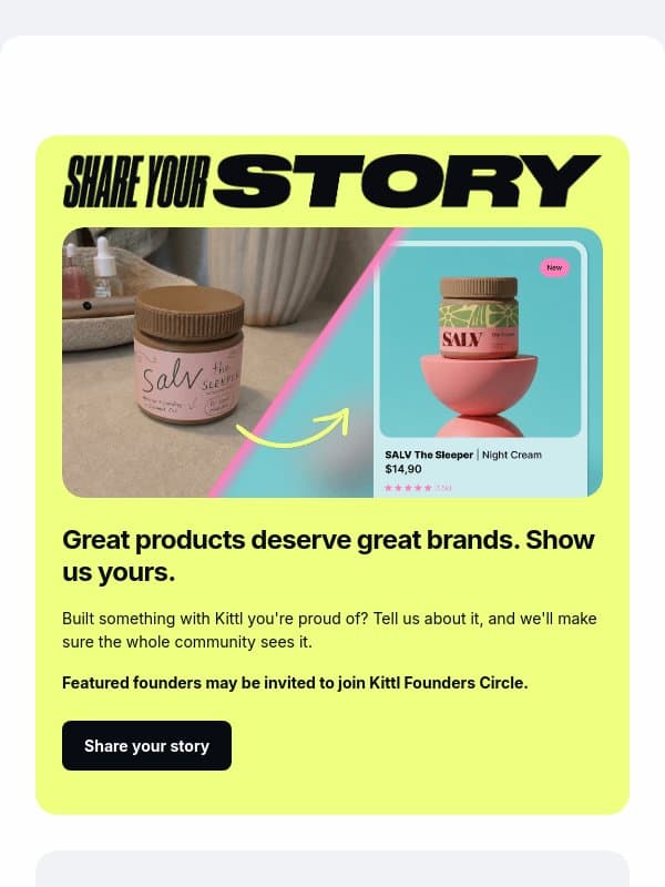 Built something with Kittl? We want to see it. email from Kittl