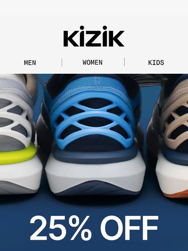 25% Off select styles for Memorial Day! email from Kizik