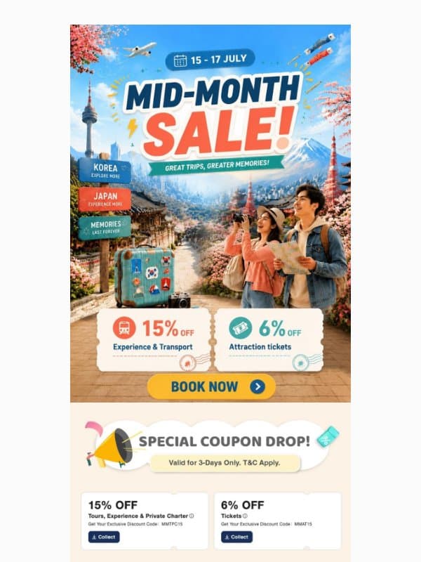 HURRY! Your Korea & Japan Coupon Ends Tonight! 🔥 email from Kkday