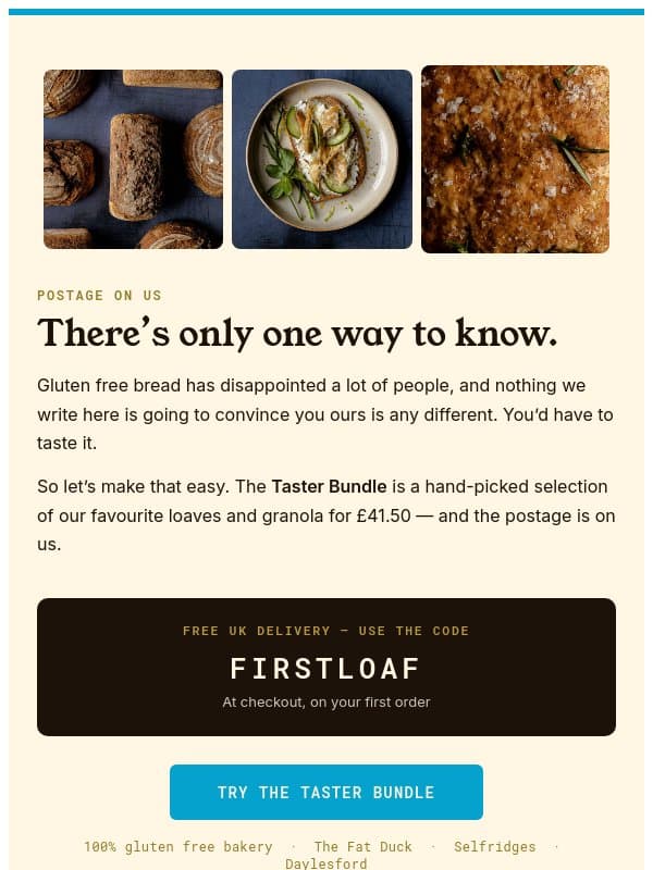 We've got a GF treat for you email from Knife and Fork Bakery