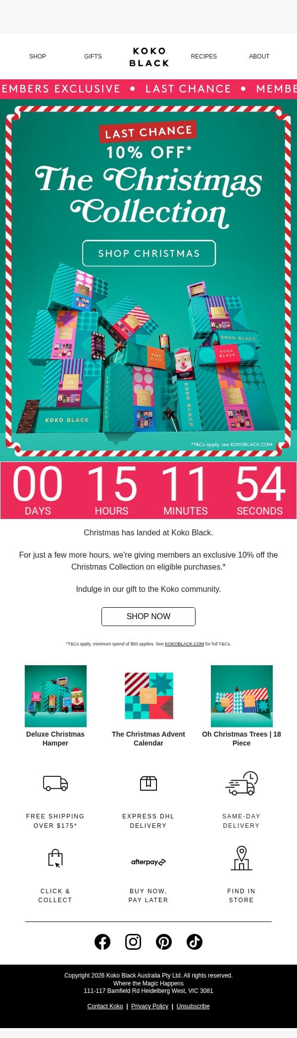 Final Hours: 10% Off Christmas π email from Koko Black screenshot
