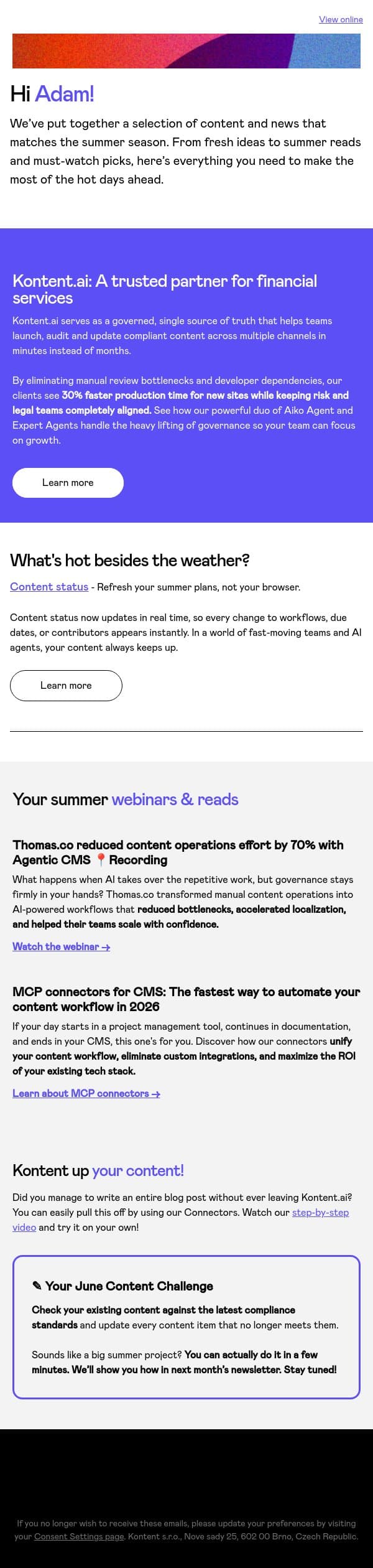 Kontent.ai June picks π email from Kontent.ai screenshot