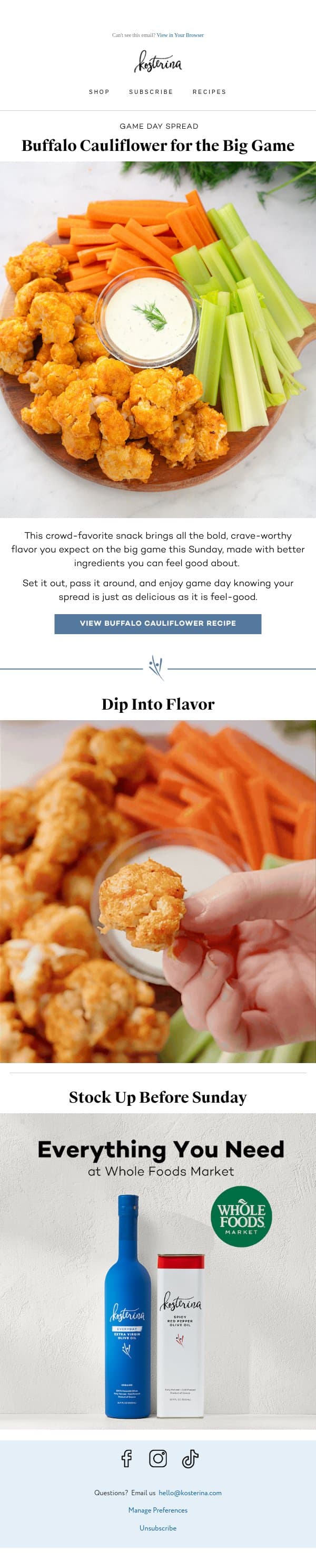 🏈 Better Game Day Bites email from Kosterina screenshot