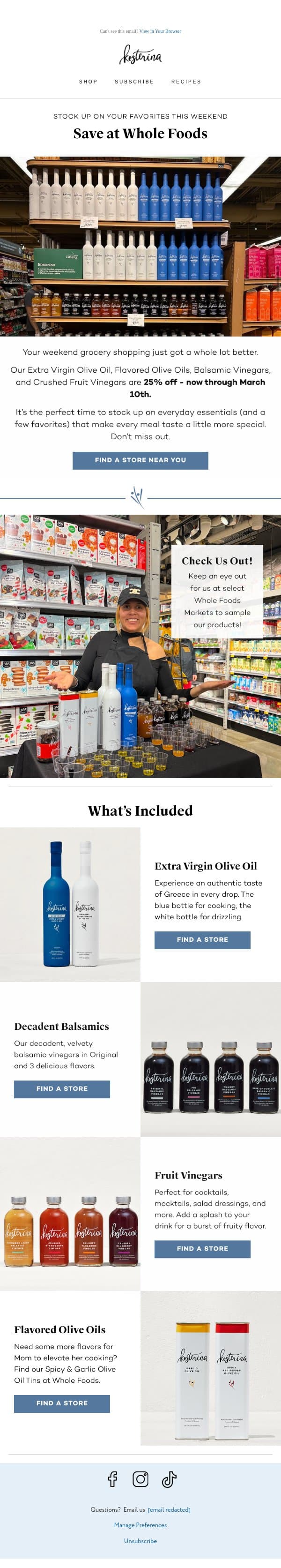 π 25% Off at Whole Foods email from Kosterina screenshot