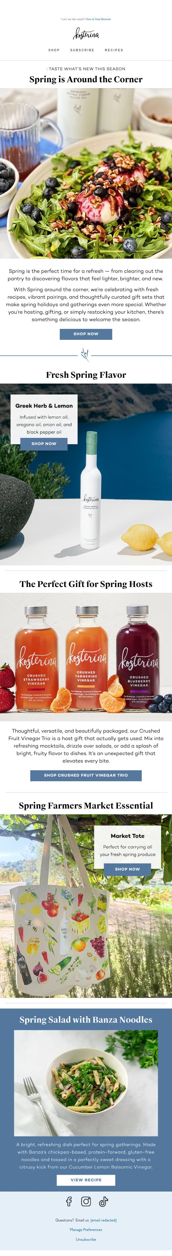 Fresh Picks for Spring email from Kosterina screenshot
