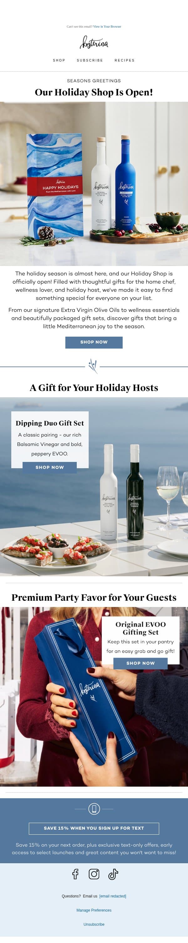 The Holiday Season is Almost Here? email from Kosterina screenshot