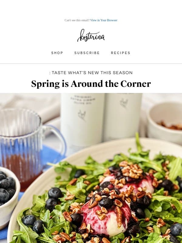 Fresh Picks for Spring email from Kosterina