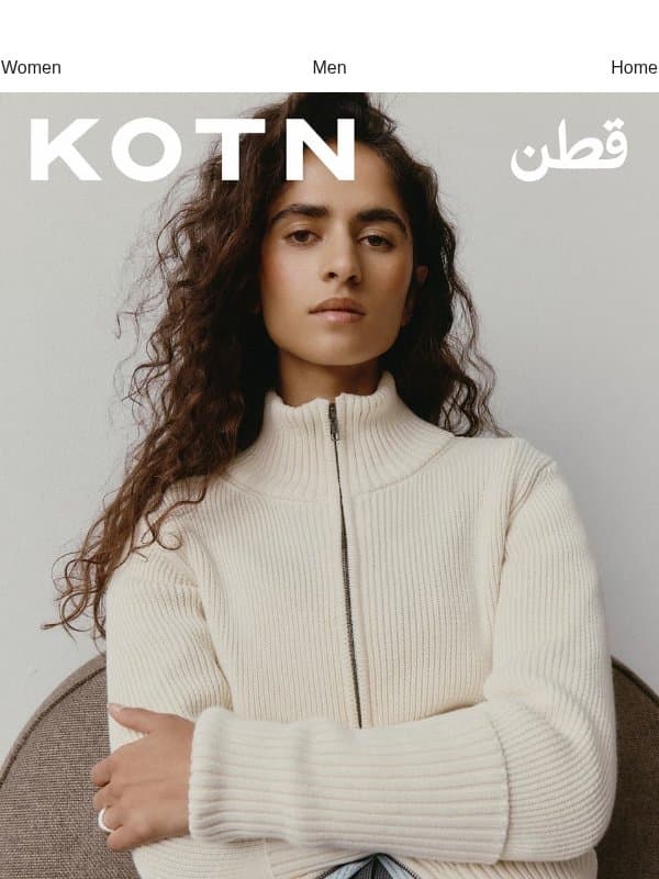 Sweaters Are Here email from Kotn