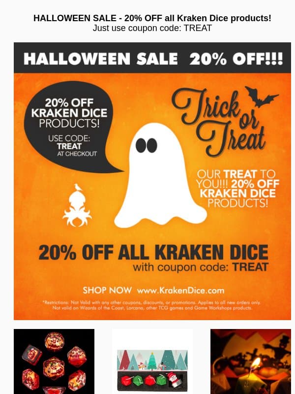 🕸️ Spooktacular Deal: 20% OFF Kraken Dice! 🎃 email from Kraken Dice