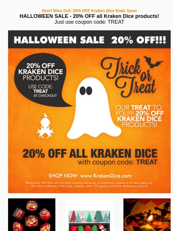 Don't Miss Out: 20% OFF Kraken Dice Ends Soon email from Kraken Dice