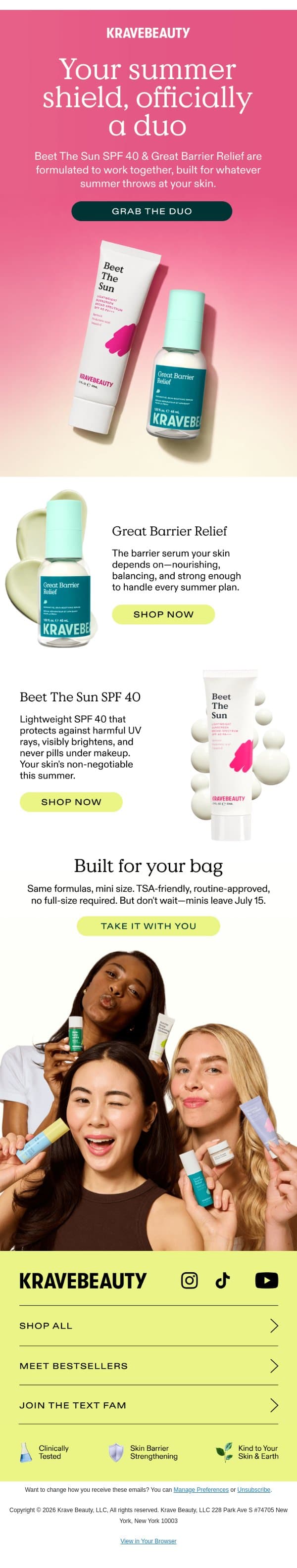 Your Summer Duo Just Dropped email from KraveBeauty screenshot