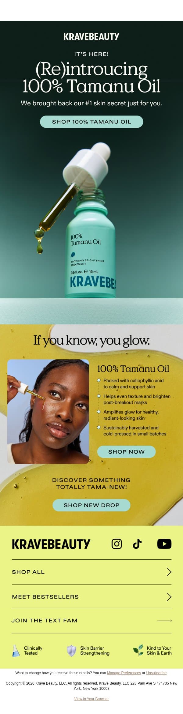 Our #1 skin secret is back email from KraveBeauty screenshot