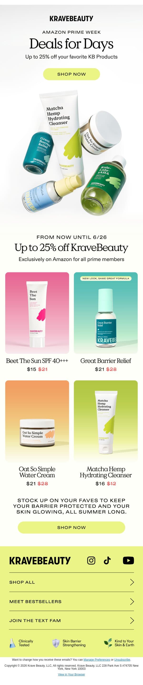 Prime Deals Inside email from KraveBeauty screenshot