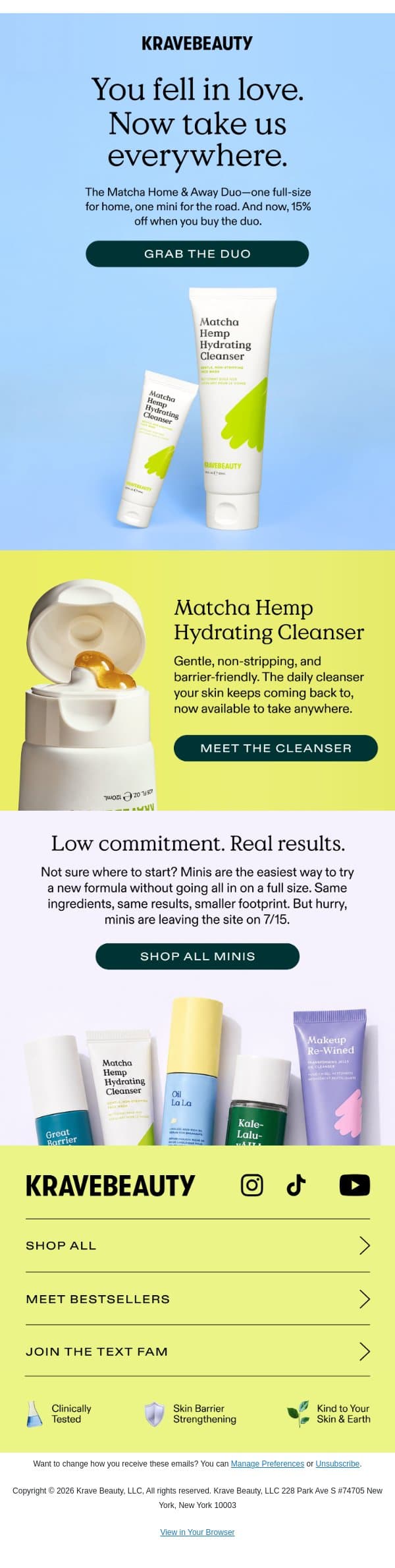 You Fell in Love–Now Take Us Everywhere. 🧖🏽♀️ email from KraveBeauty screenshot