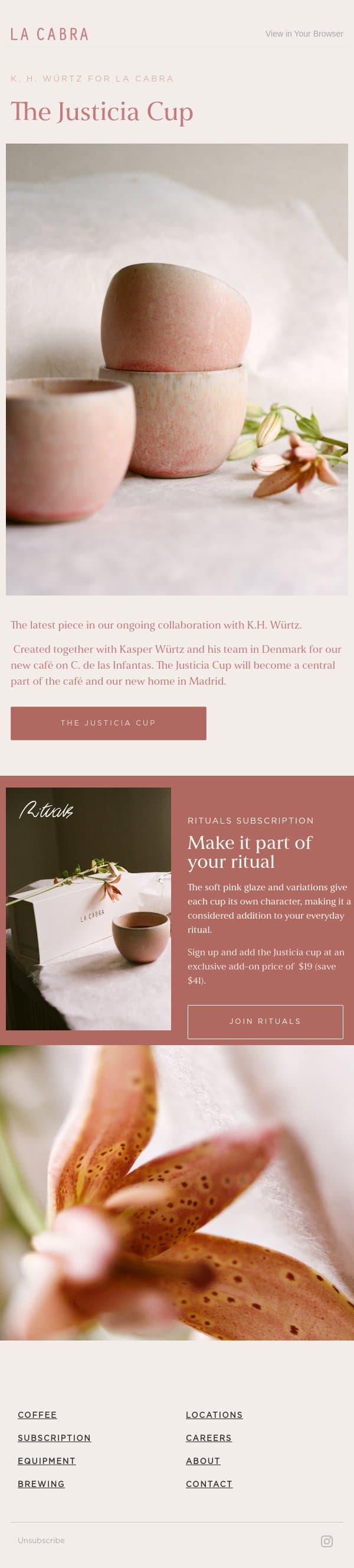 Madrid — The Justicia Cup email from La Cabra Coffee Roasters screenshot