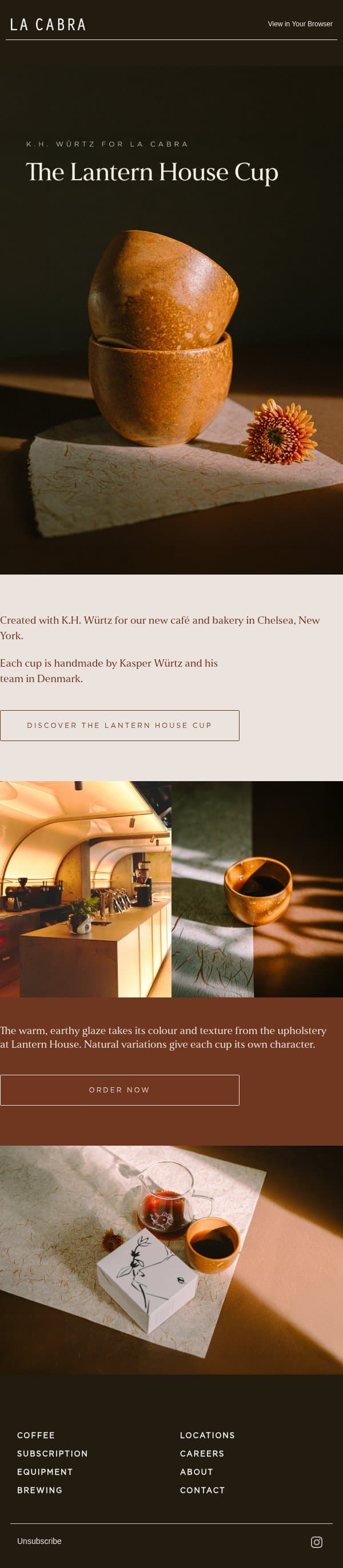 The Lantern House Cup email from La Cabra Coffee Roasters screenshot