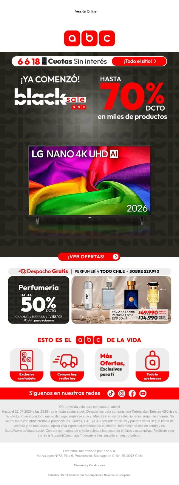 ¡Comenzó Black! Hasta 70% dcto 🖤 email from La Polar screenshot