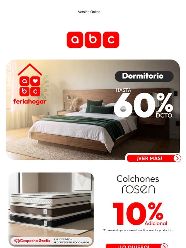 Hasta 60% dcto en Dormitorio: La Feria Hogar te espera 🛏️✨ email from La Polar