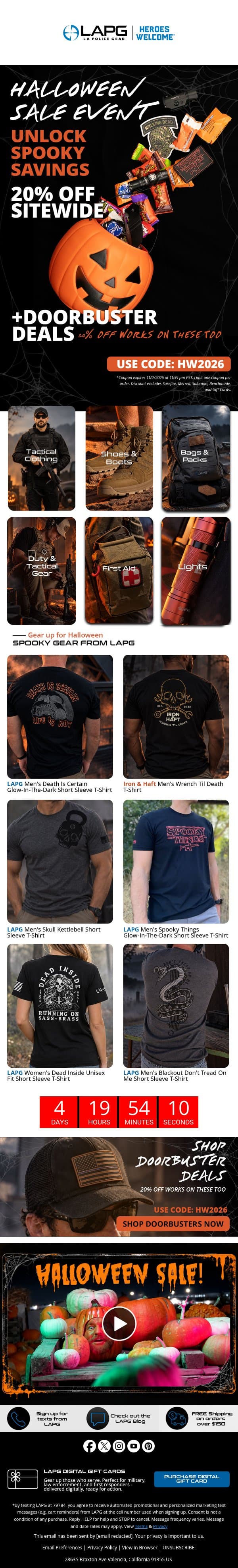 Halloween Sale Event is LIVE π email from LA Police Gear screenshot