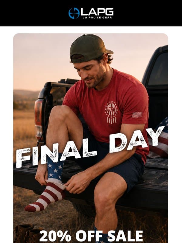 FINAL DAY: 20% Off Sale email from LA Police Gear