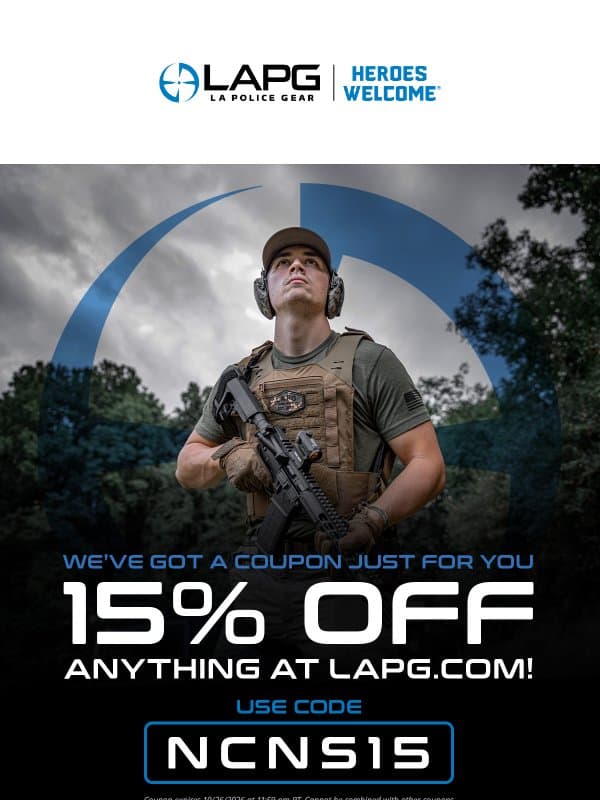 Hey, would you like a discount? email from LA Police Gear