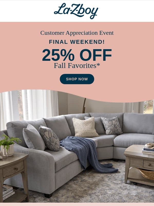 🍂 Final Weekend to Save on Fall Favorites email from La-Z-Boy
