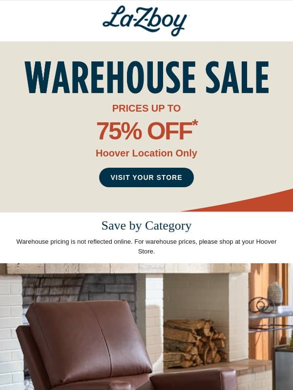 π Up to 75% OFF π Warehouse Sale π email from La-Z-Boy