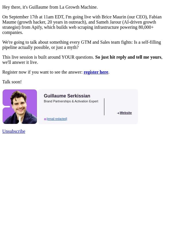 What would you ask Apify? email from LaGrowthMachine