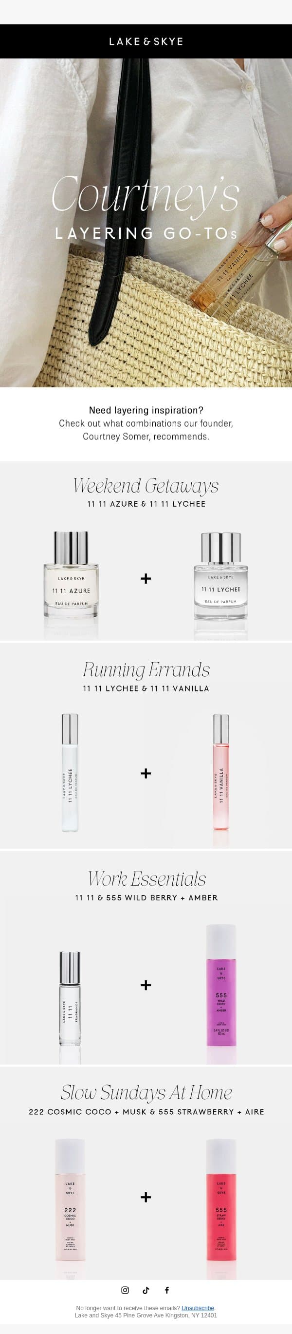 4 Layering Ideas From Our Founder email from Lake & Skye screenshot