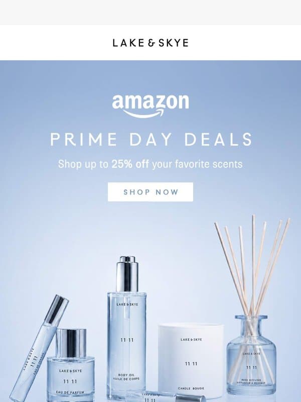 AMAZON PRIME DAY DEALS email from Lake & Skye