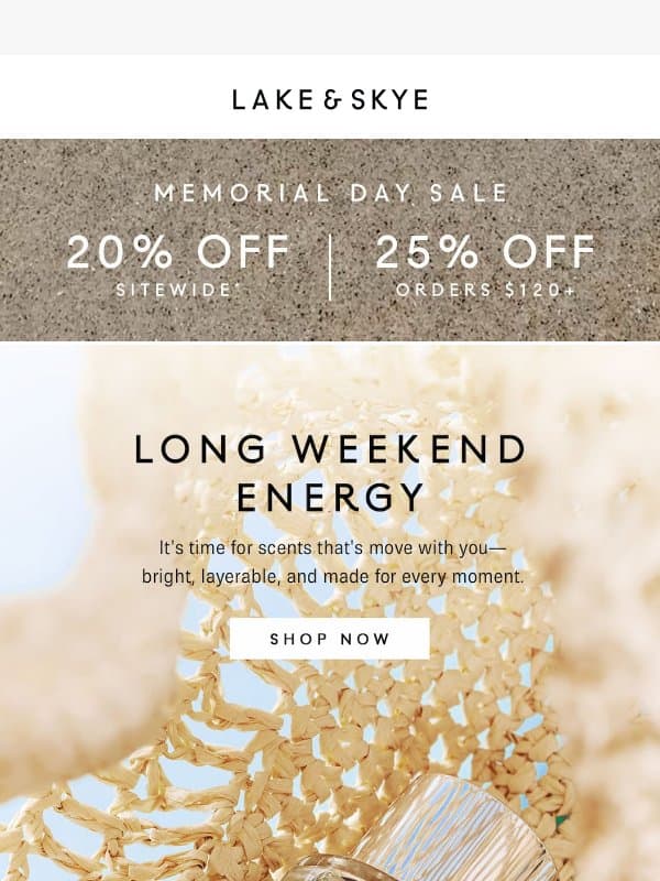 Long Weekend Energy, Bottled email from Lake & Skye