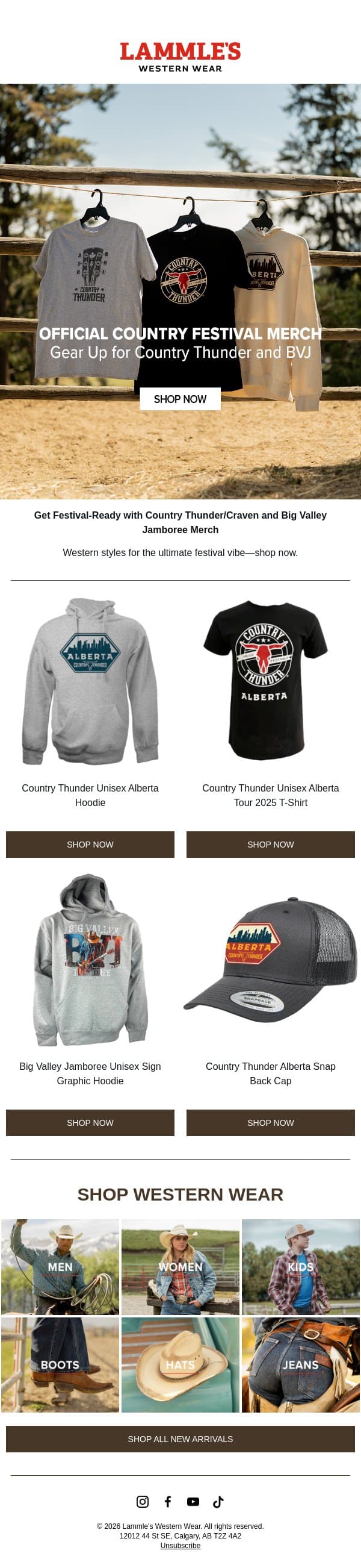Shop Official Festival Merch email from Lammle's Western Wear screenshot