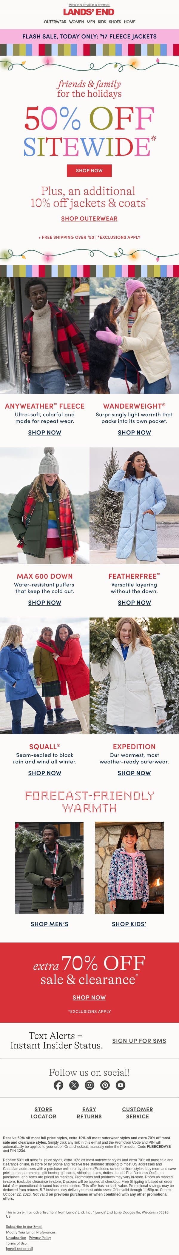 Jackets, coats & a whole lotta cozy email from Lands' End screenshot